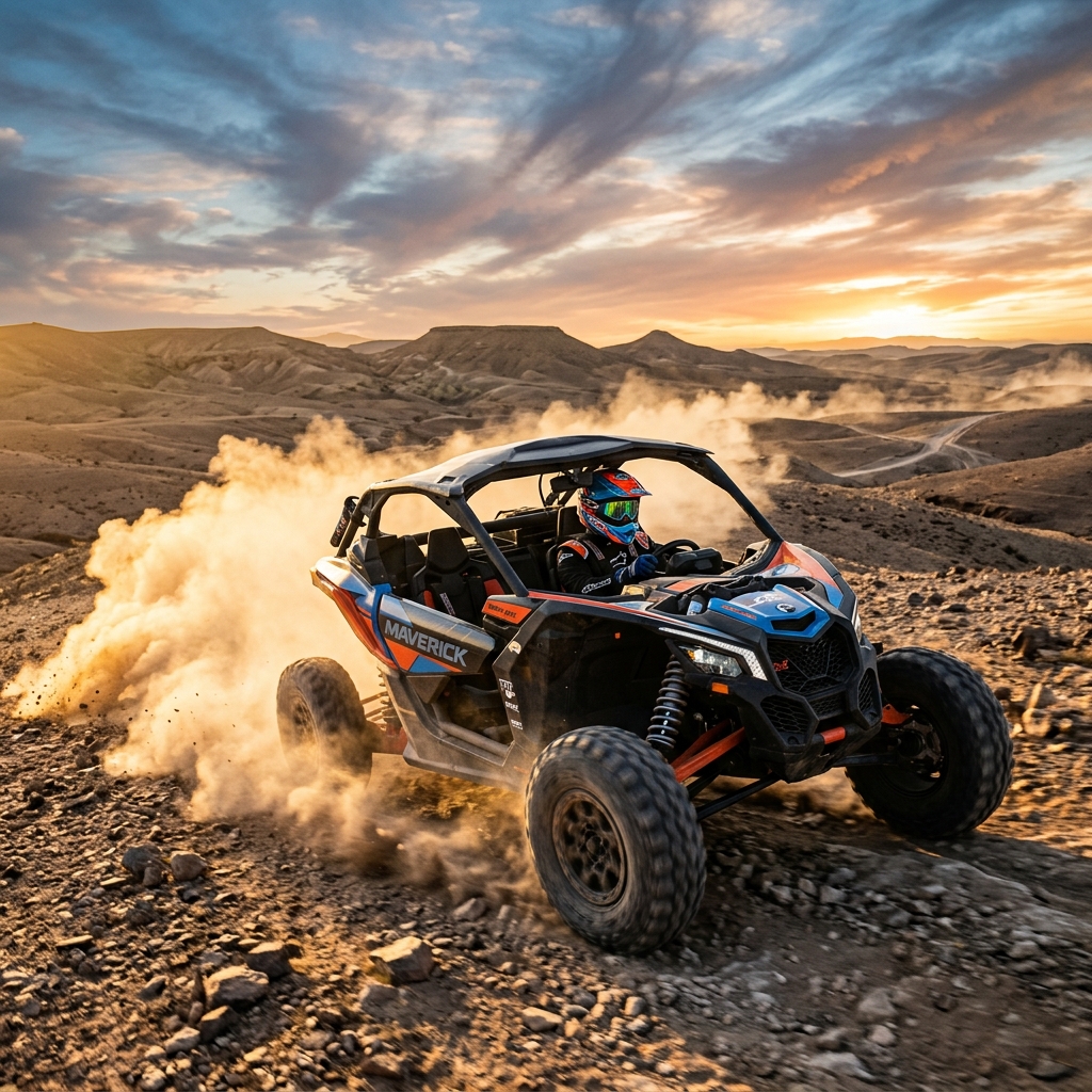 Off-road buggy racing in the Agafay Desert