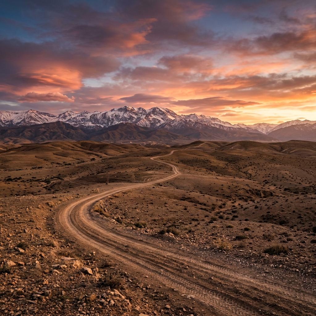 Panoramic view of the Agafay Desert trail